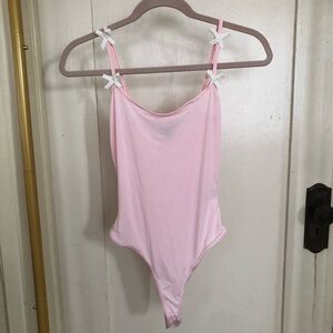 PrettyLittleThing Pink Bodysuit with Bow Details